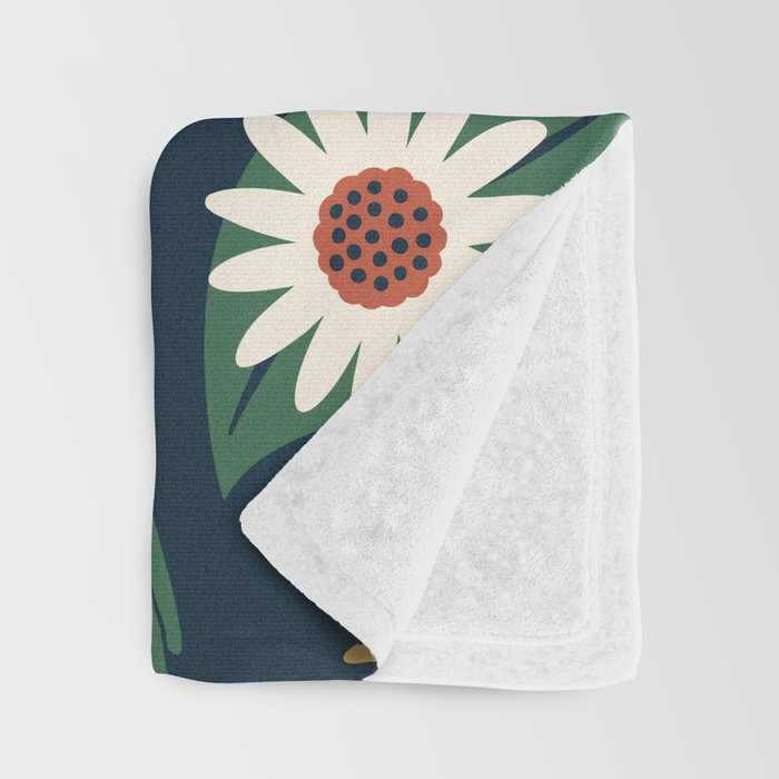 Woodland Forest Flowers - Navy Blue Throw Blanket Gallery Image 3