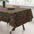 Mangatsika Mountain Stripe - Gold, pink, and teal Tablecloth Gallery Image 3