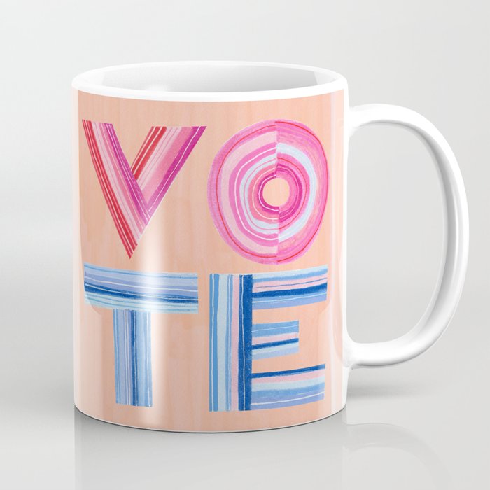 Vote Hand Lettering on Peach Watercolor Background Coffee Mug Gallery Image 1