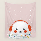 Christmas Animals - Cute Seal Wall Tapestry Gallery Image 4