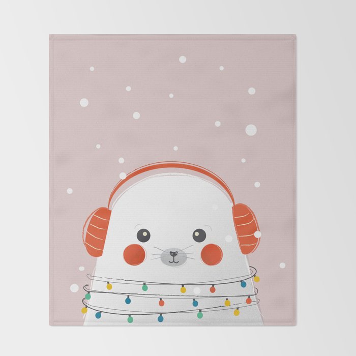 Christmas Animals - Cute Seal Throw Blanket Gallery Image 2