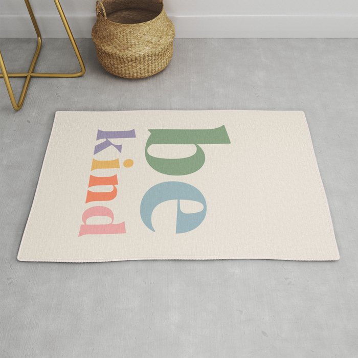 Be Kind Inspirational Quote Danish Pastel Print Rug Gallery Image 1