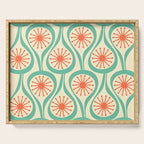 Mid Century Modern Atomic Drops Teal Orange Pattern Serving Tray Gallery Image 1