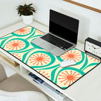 Mid Century Modern Atomic Drops Teal Orange Pattern Desk Mat Gallery Image 2