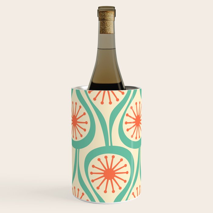 Mid Century Modern Atomic Drops Teal Orange Pattern Wine Chiller Gallery Image 2