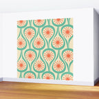 Mid Century Modern Atomic Drops Teal Orange Pattern Wall Mural Gallery Image 2