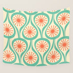 Mid Century Modern Atomic Drops Teal Orange Pattern Wall Tapestry Gallery Image 4
