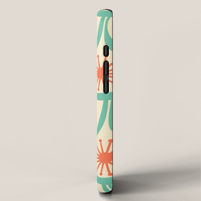 Mid Century Modern Atomic Drops Teal Orange Pattern iPhone Case Gallery Image 2