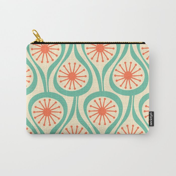 Mid Century Modern Atomic Drops Teal Orange Pattern Carry All Pouch Gallery Image 1