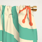 Mid Century Modern Atomic Drops Teal Orange Pattern Window Curtain Gallery Image 2