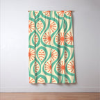 Mid Century Modern Atomic Drops Teal Orange Pattern Window Curtain Gallery Image 3