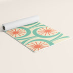 Mid Century Modern Atomic Drops Teal Orange Pattern Yoga Mat Gallery Image 2