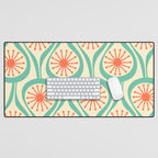 Mid Century Modern Atomic Drops Teal Orange Pattern Desk Mat Gallery Image 1
