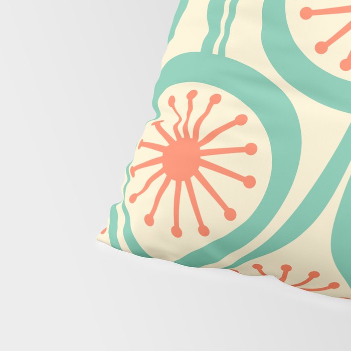 Mid Century Modern Atomic Drops Teal Orange Pattern Pillow Sham Gallery Image 4