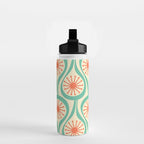 Mid Century Modern Atomic Drops Teal Orange Pattern Water Bottle Gallery Image 2