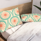Mid Century Modern Atomic Drops Teal Orange Pattern Pillow Sham Gallery Image 2