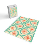 Mid Century Modern Atomic Drops Teal Orange Pattern Jigsaw Puzzle Gallery Image 2