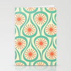 Mid Century Modern Atomic Drops Teal Orange Pattern Stationery Card Gallery Image 2