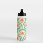 Mid Century Modern Atomic Drops Teal Orange Pattern Water Bottle Gallery Image 3