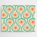 Mid Century Modern Atomic Drops Teal Orange Pattern Jigsaw Puzzle Gallery Image 1