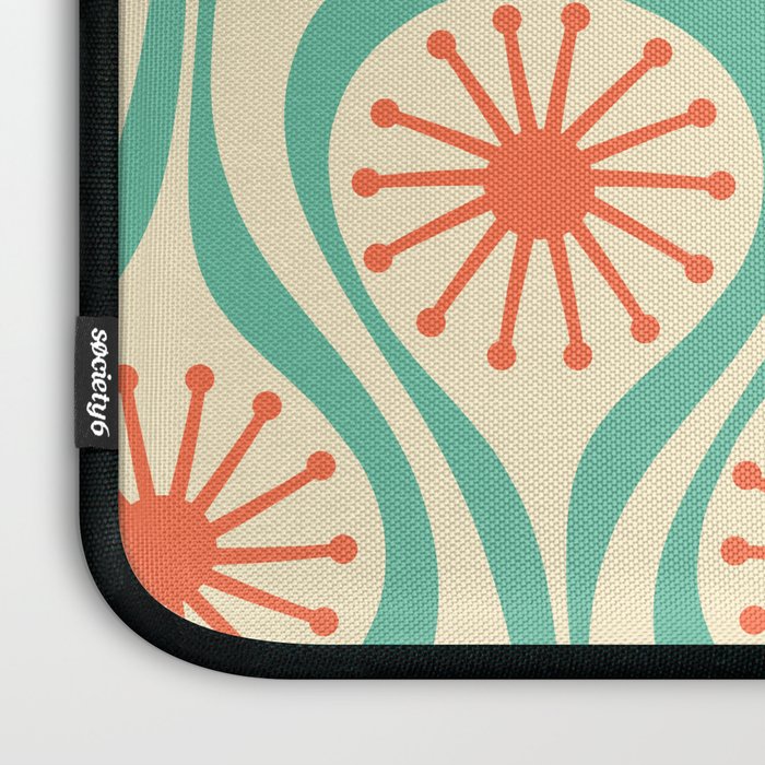 Mid Century Modern Atomic Drops Teal Orange Pattern Laptop Sleeve Gallery Image 3
