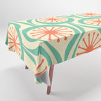 Mid Century Modern Atomic Drops Teal Orange Pattern Tablecloth Gallery Image 1
