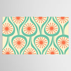 Mid Century Modern Atomic Drops Teal Orange Pattern Tablecloth Gallery Image 2