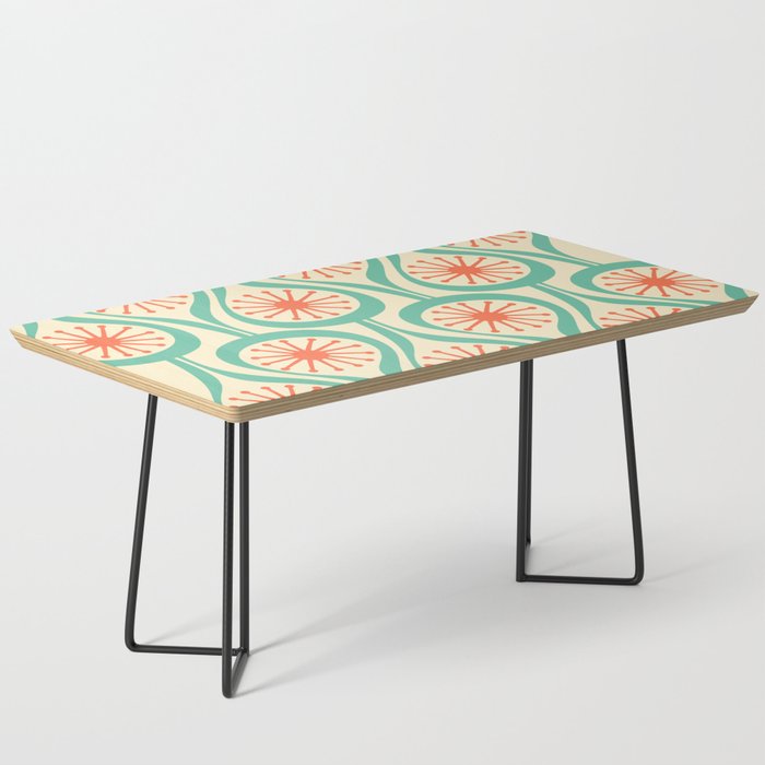 Mid Century Modern Atomic Drops Teal Orange Pattern Coffee Table Gallery Image 1