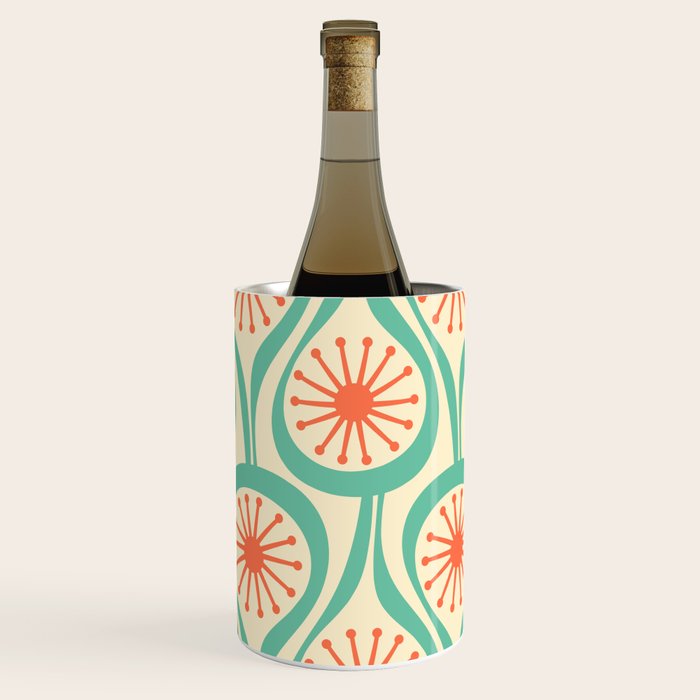 Mid Century Modern Atomic Drops Teal Orange Pattern Wine Chiller Gallery Image 3