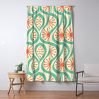 Mid Century Modern Atomic Drops Teal Orange Pattern Window Curtain Gallery Image 5