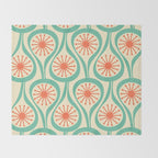 Mid Century Modern Atomic Drops Teal Orange Pattern Throw Blanket Gallery Image 2