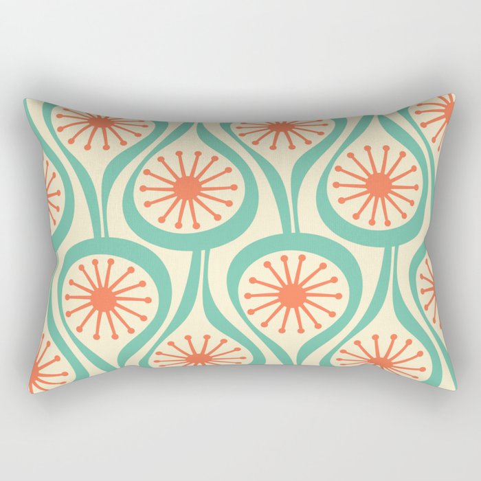 Mid Century Modern Atomic Drops Teal Orange Pattern Rectangular Pillow Gallery Image 1