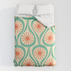 Mid Century Modern Atomic Drops Teal Orange Pattern Duvet Cover Gallery Image 6