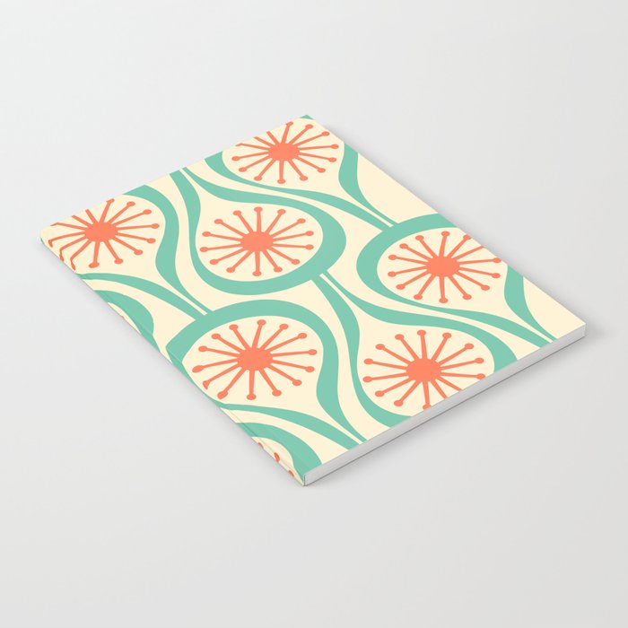 Mid Century Modern Atomic Drops Teal Orange Pattern Notebook Gallery Image 1