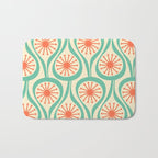 Mid Century Modern Atomic Drops Teal Orange Pattern Bath Mat Gallery Image 1