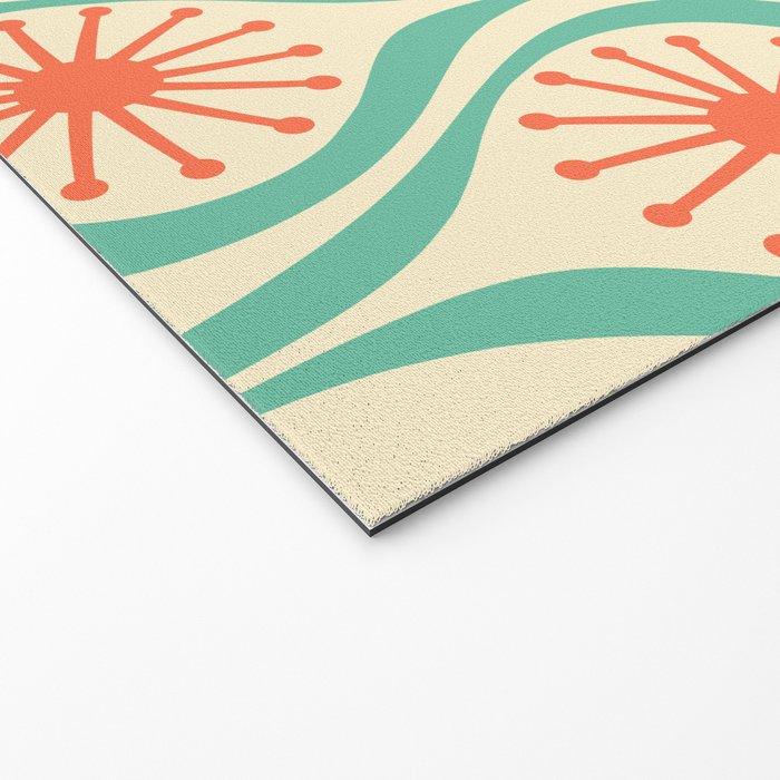 Mid Century Modern Atomic Drops Teal Orange Pattern Welcome Mat Gallery Image 2