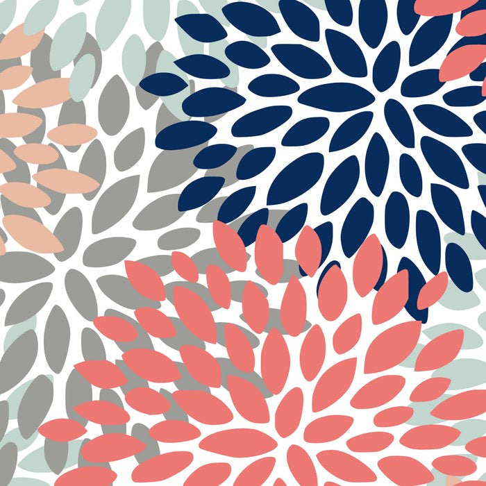 Festive, Flowers Print, Blue, Coral, Aqua, Gray Coffee Mug Gallery Image 2