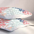 Festive, Flowers Print, Blue, Coral, Aqua, Gray Pillow Sham Gallery Image 3