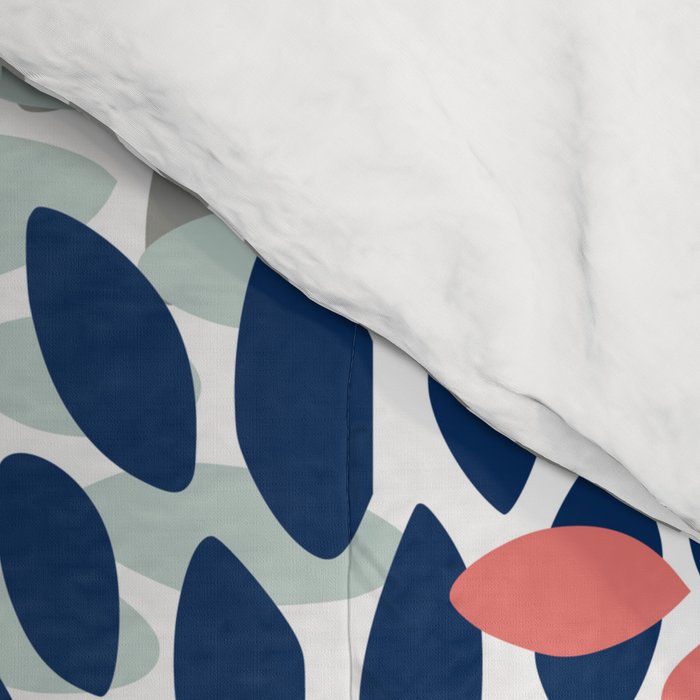 Festive, Flowers Print, Blue, Coral, Aqua, Gray Comforter Gallery Image 4