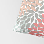 Festive, Flowers Print, Blue, Coral, Aqua, Gray Pillow Sham Gallery Image 4