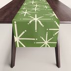 Atomic Age Starbursts - Mid Century Modern Pattern in Cream and Retro Christmas Green Table Runner Gallery Image 1
