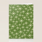 Atomic Age Starbursts - Mid Century Modern Pattern in Cream and Retro Christmas Green Stationery Card Gallery Image 2