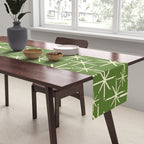 Atomic Age Starbursts - Mid Century Modern Pattern in Cream and Retro Christmas Green Table Runner Gallery Image 2