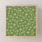 Atomic Age Starbursts - Mid Century Modern Pattern in Cream and Retro Christmas Green Mini Art Print Gallery Image 1