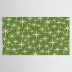 Atomic Age Starbursts - Mid Century Modern Pattern in Cream and Retro Christmas Green Tablecloth Gallery Image 2