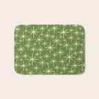 Atomic Age Starbursts - Mid Century Modern Pattern in Cream and Retro Christmas Green Bath Mat Gallery Image 1