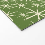Atomic Age Starbursts - Mid Century Modern Pattern in Cream and Retro Christmas Green Welcome Mat Gallery Image 2
