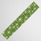 Atomic Age Starbursts - Mid Century Modern Pattern in Cream and Retro Christmas Green Table Runner Gallery Image 3