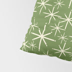 Atomic Age Starbursts - Mid Century Modern Pattern in Cream and Retro Christmas Green Pillow Sham Gallery Image 4
