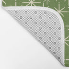 Atomic Age Starbursts - Mid Century Modern Pattern in Cream and Retro Christmas Green Bath Mat Gallery Image 2